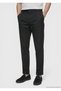 Black Plain Woven Jogging Fit Casual Silk Blend Trousers - 2