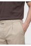 Beige Plain Woven Jogging Fit Casual Silk Blend Trousers - 4