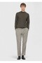 Khaki Bato Collar Plain Knitted Wool Blended Sweater - 2