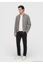 Dark Gray Regular Fit Stand Collar Suede Leather Coat - 2