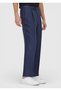Light Navy Blue Woven Comfort Fit Casual 100% Linen Trousers - 2
