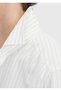 Light Beige Striped Casual Fit Long Woven Casual Linen Blend Shirt - 4