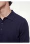 Navy Blue Polo Collar Plain Knit Knitwear - 3