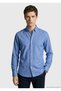 Navy Blue Plain Regular Fit Long Woven Casual 100% Cotton Shirt - 3
