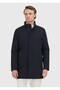 Navy Blue Regular Fit High Collar Woven Coat - 4