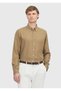 Oil Green Plain Long Woven Casual Shirt