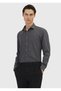Anthracite Plain Casual Fit Long Woven Casual 100% Cotton Shirt