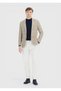 Beige Checkered Shirt Shoulder Slim Fit Wool Blend Jacket - 2