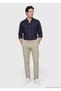 Light Khaki Plain Woven Jogging Fit Casual Cotton Blend Trousers - 2
