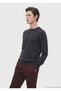 Anthracite Crew Neck Plain Knit Wool Blend Sweater - 4