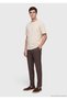 Beige Plain Cotton Blend T-Shirt - 3