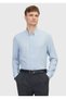 Blue Casual Fit Long Woven Casual Cotton Blend Shirt