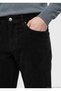 Black Plain Woven Slim Fit Velvet Casual Cotton Blend Pants - 4