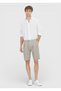Mink Plain Woven Carrot Fit Casual 100% Linen Bermuda