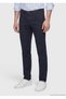 Navy Blue Woven Slim Fit Casual Cotton Blend Trousers - 2