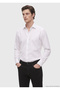 White Patterned Long Woven Classic 100% Cotton Shirt - 5
