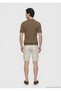 Khaki Polo Collar Striped Silk Blend Knitwear - 4
