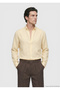 Light Yellow Plain Regular Fit Long Woven Casual Cotton Blend Shirt - 2