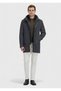 Anthracite Regular Fit High Collar Woven Coat - 2