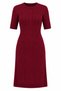 Women's Burgundy Crew Neck Hair Braid Patterned Short Sleeve Knitwear Dress Hzl28W-Wm3307 - 6