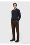 Navy Blue Polo Neck Plain Knit Wool Blended Sweater - 3
