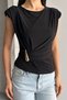 Shoulder Buckle Waist Buckle Blouse Black - 3