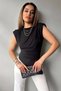 Off-the-shoulder draped sleeveless blouse - black