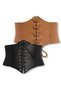 Women's Black Tan 2-Piece Elastic Corset Belt Lace-up Belt Elastic Belt Dress Belt Waist Belt
