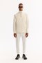 Men's Ecru Stand Collar Zippered Soft Touch Printed Regular Fit Sweatshirt A52Y1273 - 6