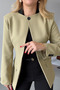Oil Green Judge Collar Single Button Blazer Jacket - 2