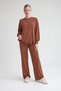 Chiffon Flounce Sports Suit Brown