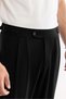 Men's Black Classic Waist Buckle Easy-Iron Carrot Fit Trousers A61Y3026 - 4