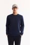 Men's Navy Blue Crew Neck Cotton Bi-Stretch Regular Fit Sweatshirt A52Y1271