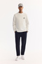 Men's Ecru Crew Neck Cotton Bi-Stretch Basic Regular Fit Sweatshirt A52Y1328 - 5