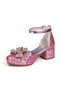 Girl's Princess Bow Detailed Heeled Evening Dress Shoes — Pink - 4