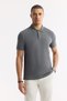 Men's Anthracite Non-Curling Polo Neck 100% Cotton Basic Regular Fit T-Shirt B001032 - 6