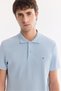 Men's Blue Non-Curling Polo Collar 100% Cotton Basic Regular Fit T-Shirt B001032 - 2