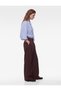 Viscose Fabric Bow-Detail Scarf-Collar Balloon-Sleeve Striped Shirt - 2