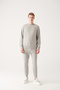 Men's Gray Crew Neck Raised 3 Thread Cotton Sweatshirt E 001017 - 5