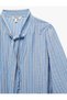 Viscose Fabric Bow-Detail Scarf-Collar Balloon-Sleeve Striped Shirt - 7