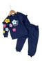 Girl's Winter 3-Yarn Threaded, Fleece-Lined, Daisy Embroidered Thick Tracksuit Set for Ages 2-3-4-5-6 - 2