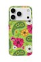iPhone 18 Pro Compatible Green Shawl Pattern Printed Transparent Phone Case