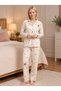 Mirano 9828 Şardonlu Soft Winter Buttoned Floral Teddy Bear Women's Pajama Set
