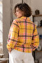 Women's Mustard Color Zippered Front Coat with Elastic Sleeves Arm-27K001040 - 2
