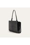 Women's Black Leather Look Handbag with Front Flap - 2