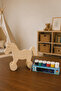 Wooden Horse Toy Natural Handmade Paintable Educational Toy + 6-Piece Paint Set Gift - 6