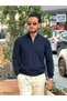 25-12 Half Zipper Basic Knitwear Sweatshirt Navy Blue