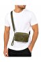 Men's Genuine Leather Khaki Color Multi-Compartment Portfolio Bag with Belt and Shoulder Strap Handbag - 8