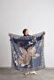 140X140 Veridia Patterned Cotton Shawl Scarf Navy Blue