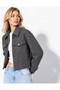 Women's Zippered Pocket Detailed Short Cashmere Jacket Anthracite